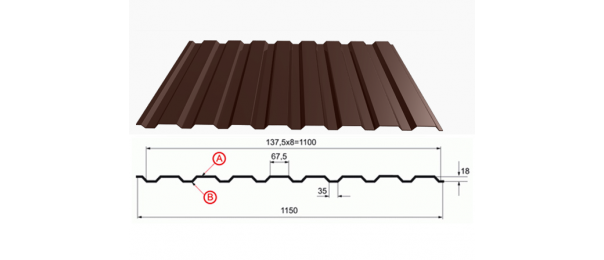 Профнастил коричневый оцинкованный  RAL 8017 С-20 купить недорого в Былово