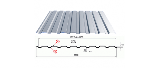 Профнастил оцинкованный С-20 1100x2500 купить недорого в Былово
